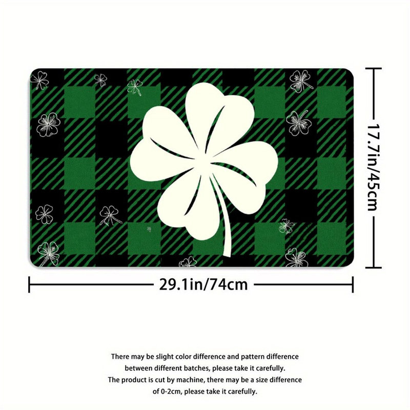Ensemble de 3 tapis de douche à carreaux vert et noir Clover