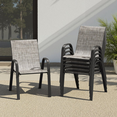 Stacking Patio Dining Armchair (Set of 6)
