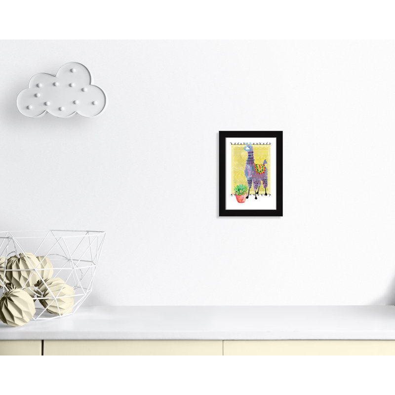 « jolie llama ii », art sur toile, H 16 po x l 12 po x P 0,625 po, Cadre noir