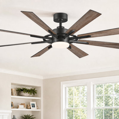 60'' 8-Blade Modern Farmhouse Large Room LED Windmill Ceiling Fan with Light and Remote