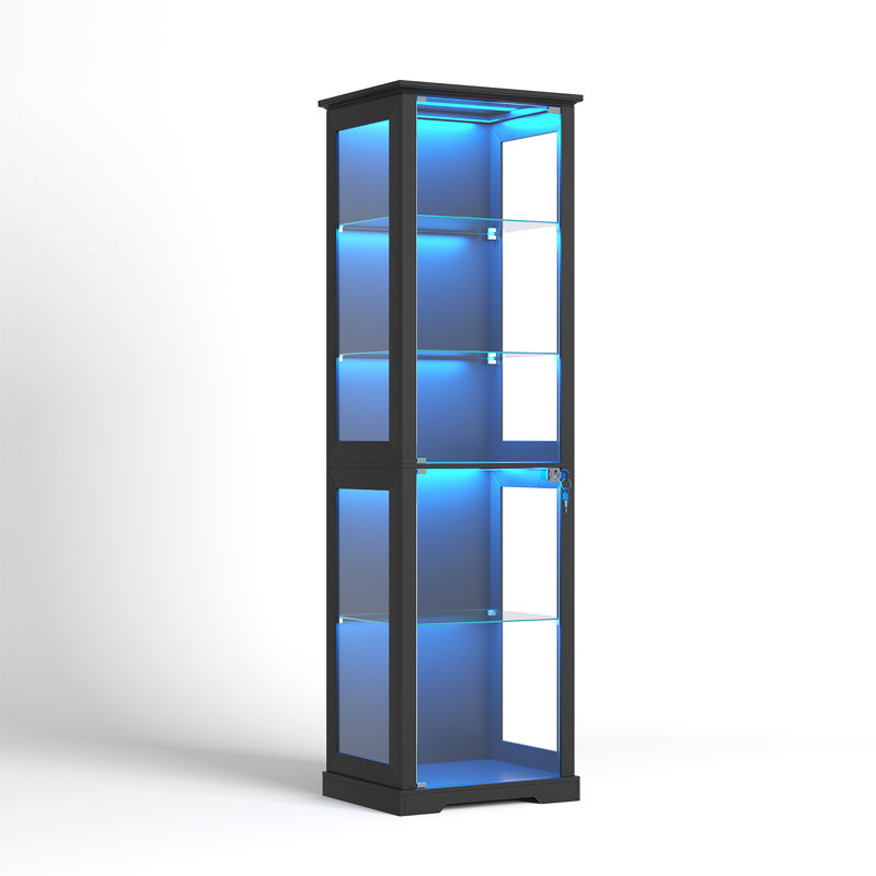 Vitrine à 5 tablettes en verre, Noir
