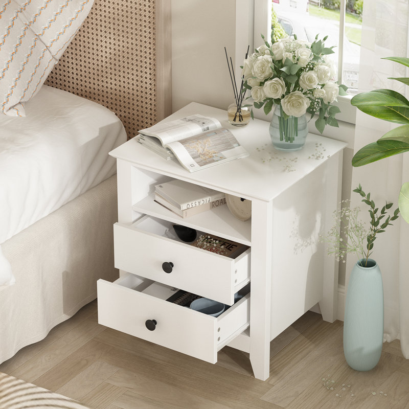 Table de chevet 2 tiroirs blanche Daneisy