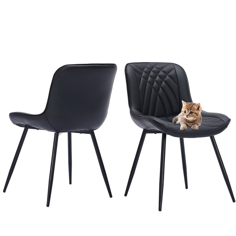 Chaise rembourrée Mid-Century (ensemble de 2), Noir