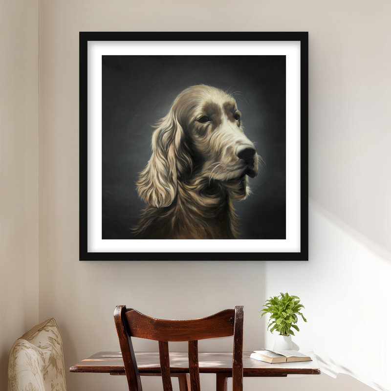 Field Spaniel Hyperrealist Print | Framed Matted Home Decor