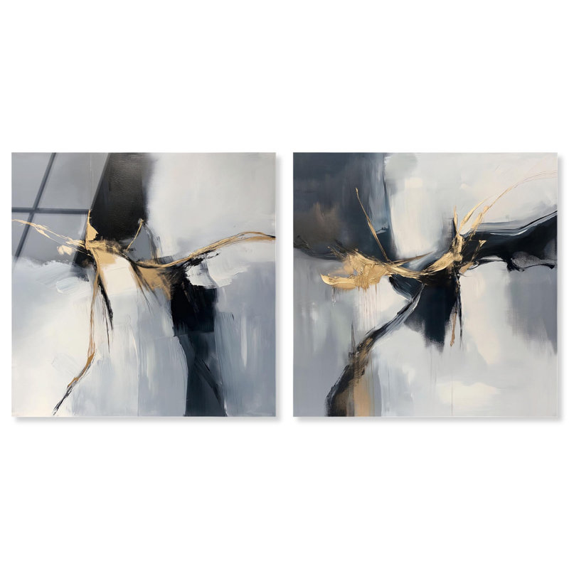 "Luxe Glam Abstract Art", ensemble de 2 panneaux, impression sur acrylique , H 16 po x l 32 po