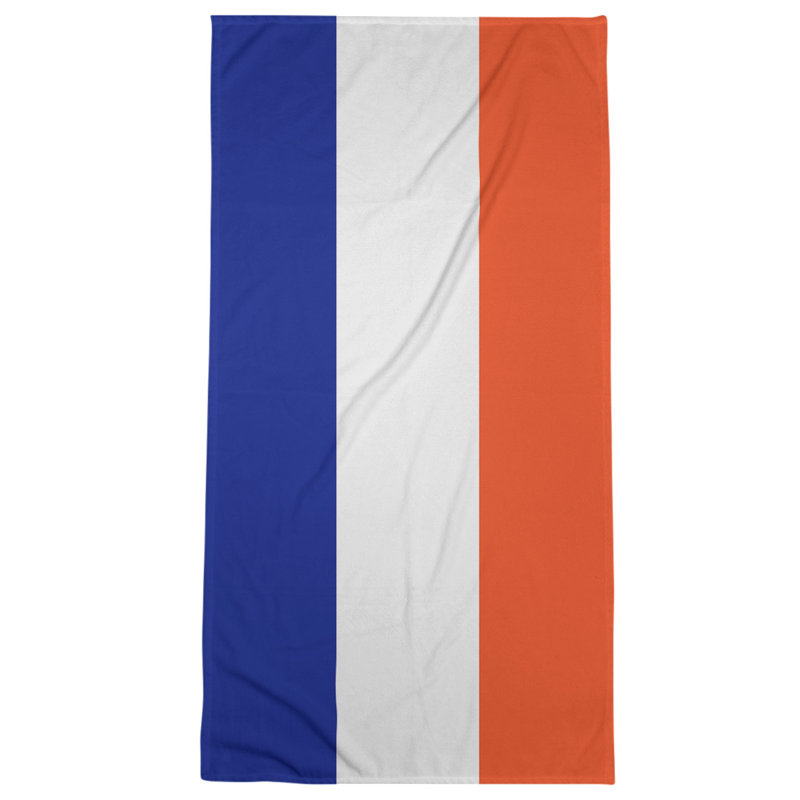 Bath Towel, Navy Blue/Off White/Orange