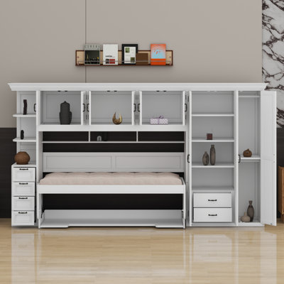 Lit escamotable mural avec garde-robe, armoire et bureau Murphy