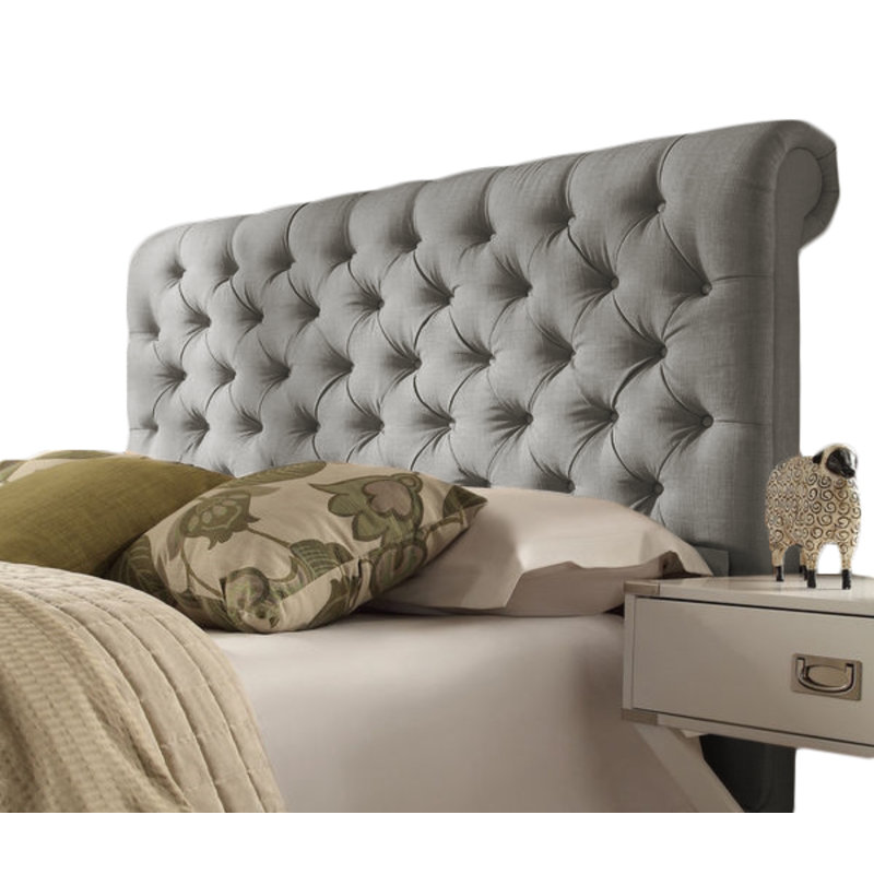 Upholstered Headboard, King (5'), Linen, Raspberry