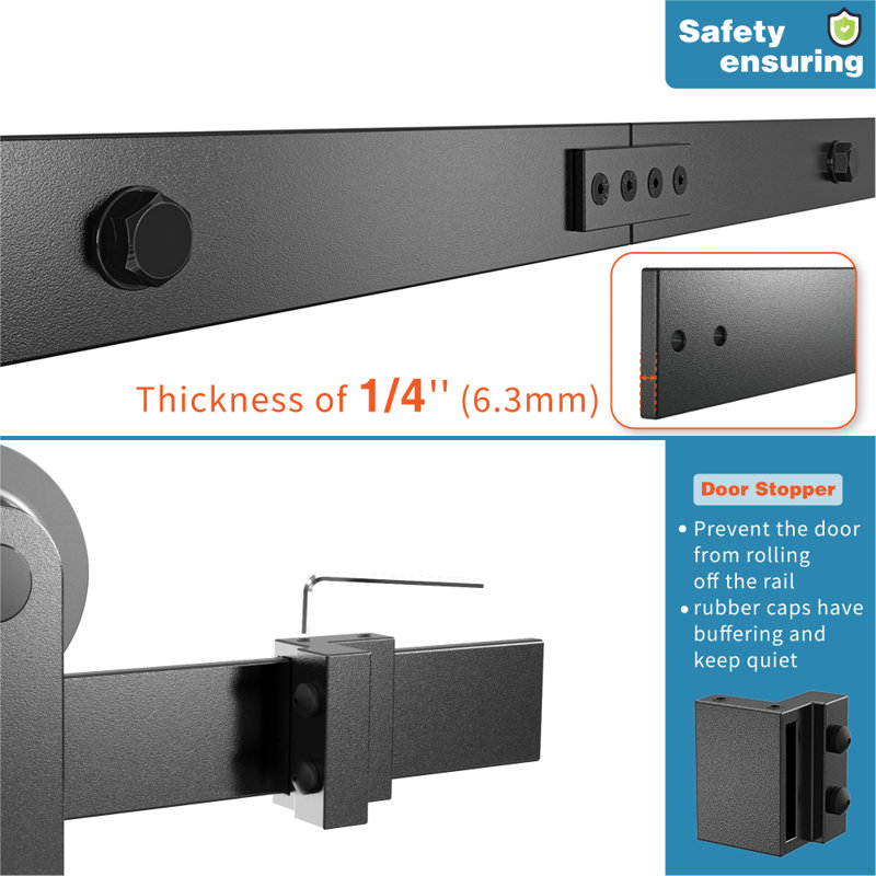 Matte Black Double Door Barn Door Hardware Kit with 96-inch Track