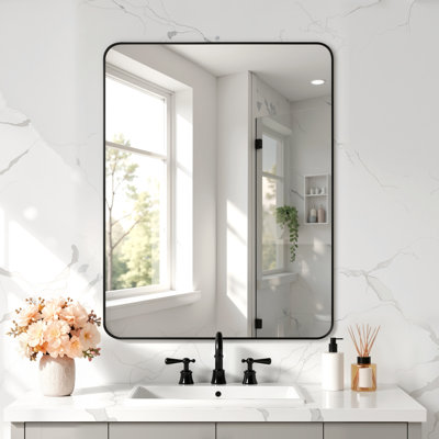 40" W x 30" H Bathroom Mirror – Shatterproof & Corrosion Resistant, Horizontal/Vertical Wall Mount, Easy Installation