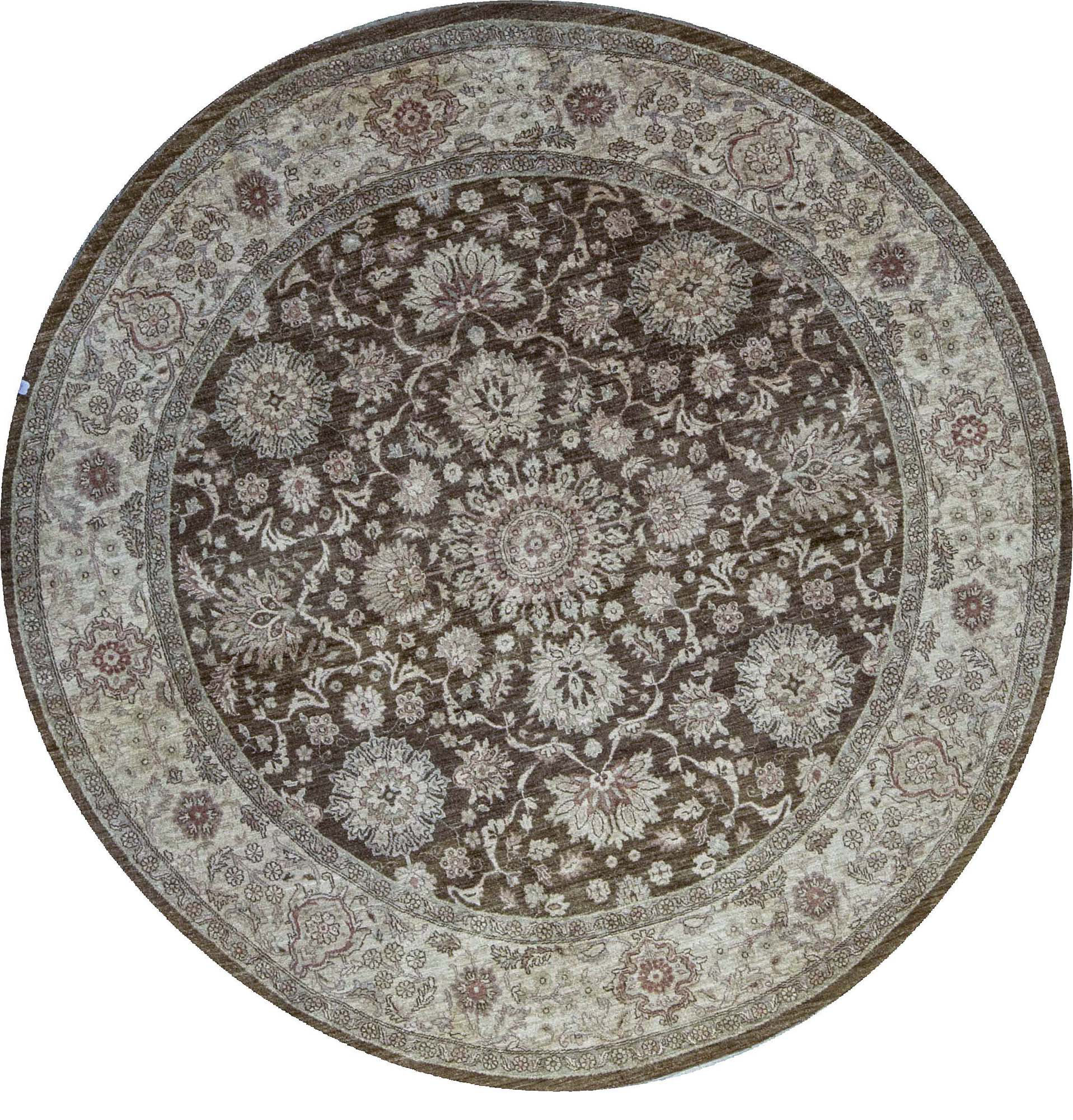 Bokara Rug Co., Inc. HandKnotted HighQuality Brown and Cream Round