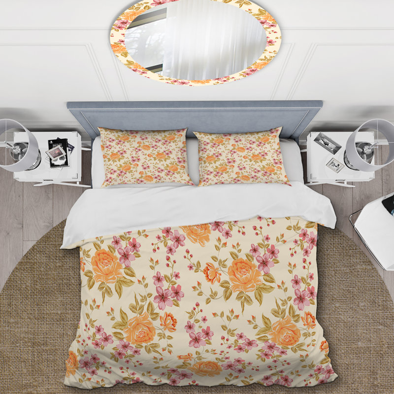 Ensemble de housse de couette Cream Luxurious Peony - Cabin & Lodge, Housse de couette simple + 1 taie décorative stan
