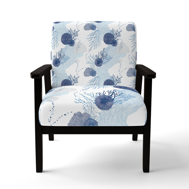 Chaise rembourrée Coastal, Accoudoirs carrés noirs