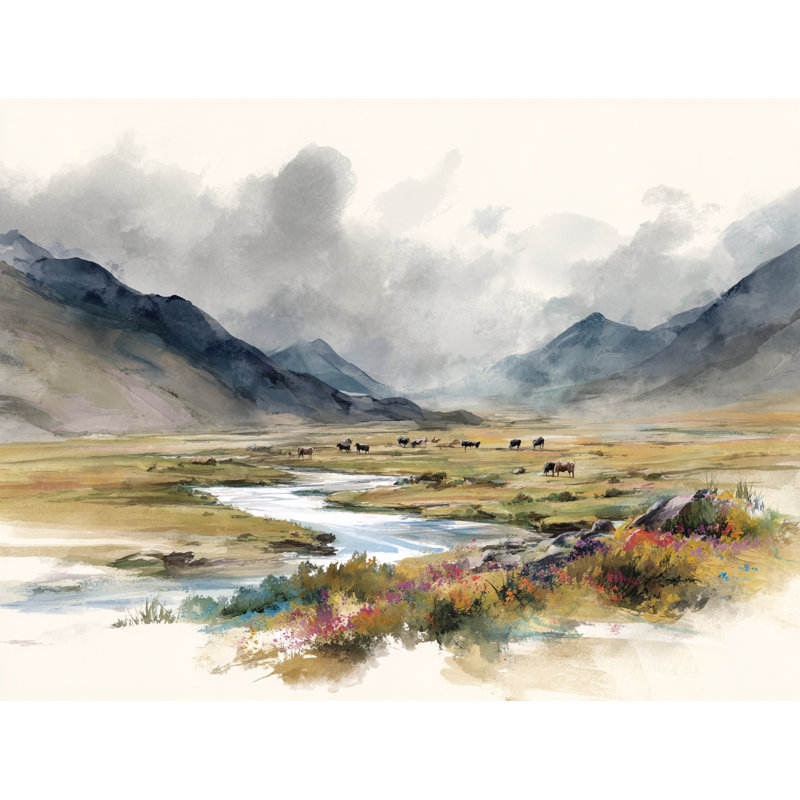 Clouds over Grazing Meadow Wrapped Canvas Wall Art