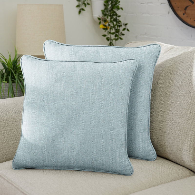 Coussin décoratif intérieur / extérieur en polyester , H 22 po x l 22 po, Bleu clair, Carré