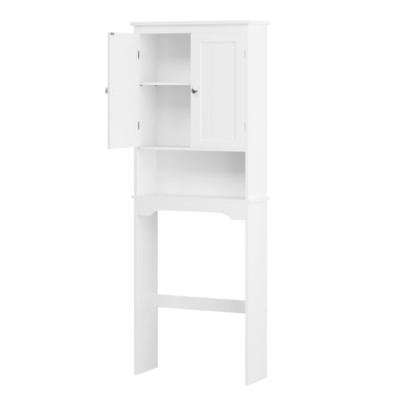Bathroom Storage Cabinet Over Toilet, White Shelf With Adjustable Partition Board Toilet Cabinet, Wood
