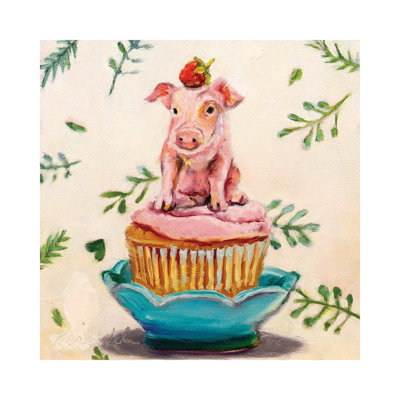 Berry Piglet Cake by Karen Weber - Wrapped Canvas Print