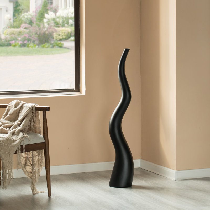 Vase de plancher en forme de corne d'animal pour la salle à manger d'entrée ou le salon, céramique, Noir