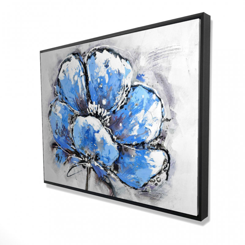 Abstract Blue Petals Print On Canvas
