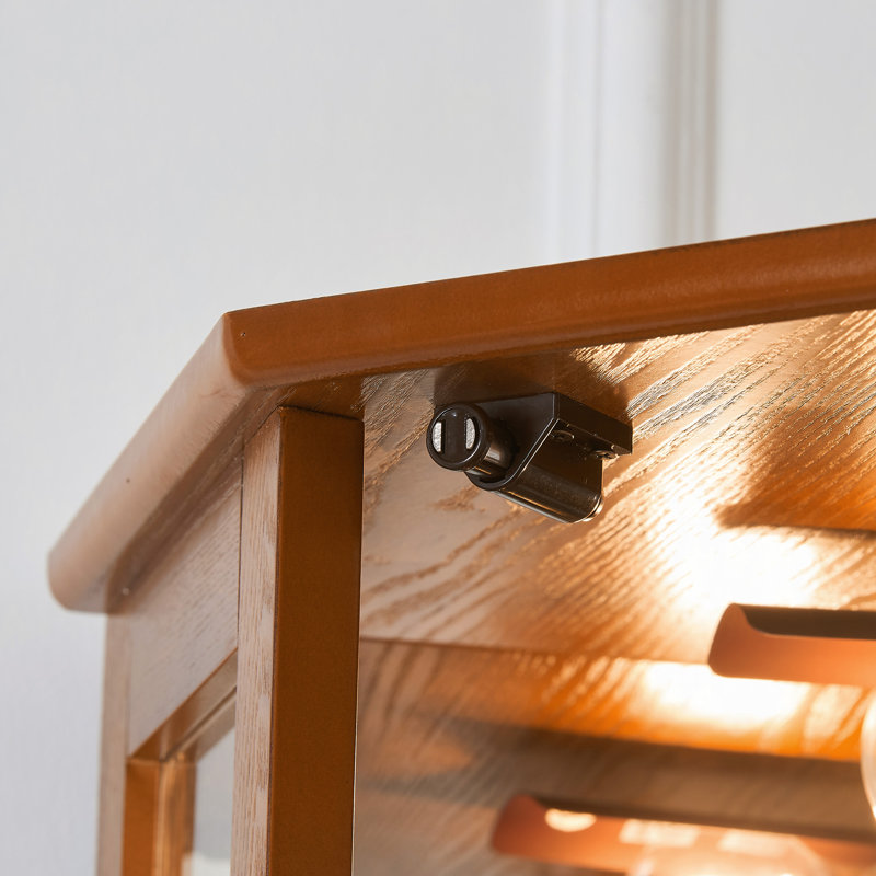 6 Shelf Corner Curio Display Cabinet With Lights, Mirrors And Adjustable Shelves(E26 Light Bulb Not Included), Oak