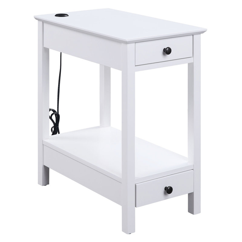 Table rectangulaire blanche avec 2 tiroirs et une base stable avec pieds carrés décoratifs