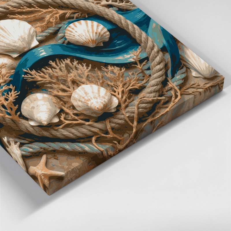 "Nautical Coastal Elements", art mural sur toile grise, H 16 po x l 16 po