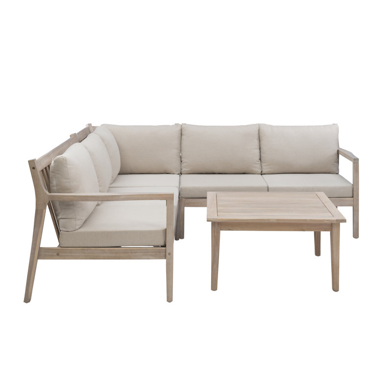 Ensemble de conversation modulaire symétrique de 54 po Amina, Oléfine beige performance