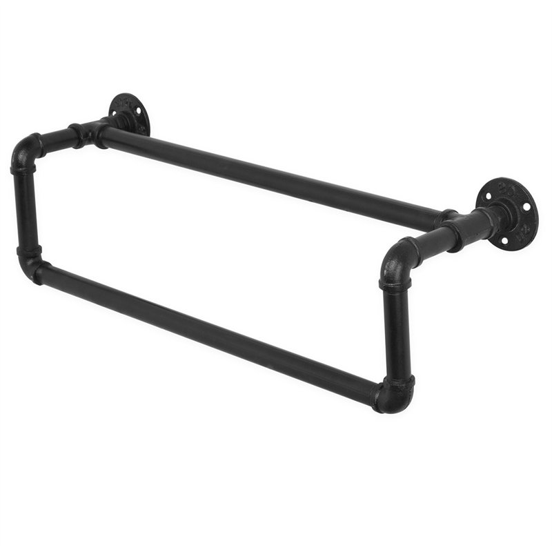 22.5'' Matte Black Industrial Metal Wall Mounted Towel Bar
