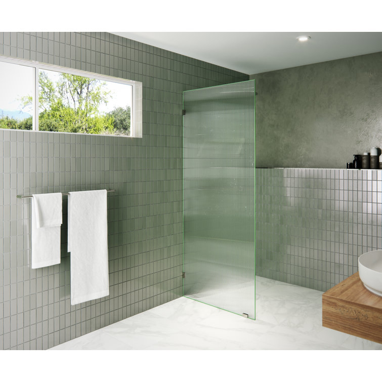 Gaia 30 in. x 78 in. Frameless Fluted Single Fixed Shower Panel