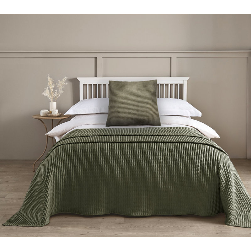 Hotel Waffle Blanket Bedspread, Khaki, 225 x 250cm Bedspread