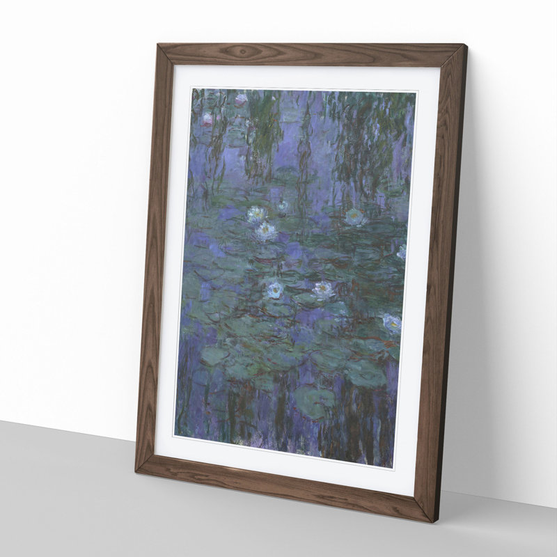 Water Lilies Lily Pond Vol.13 by Claude Monet - Picture Frame Painting, 48cm H x 36cm W x 2cm D, Walnut