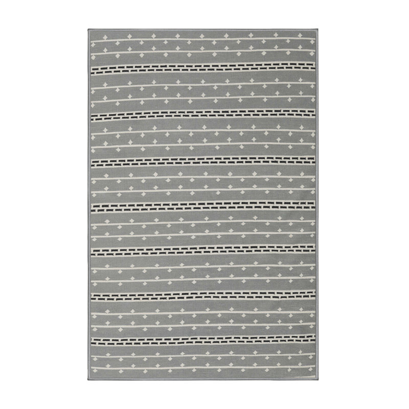 Tapis gris/zone noire contemporaine, Rectangle 5 pi x 7 pi