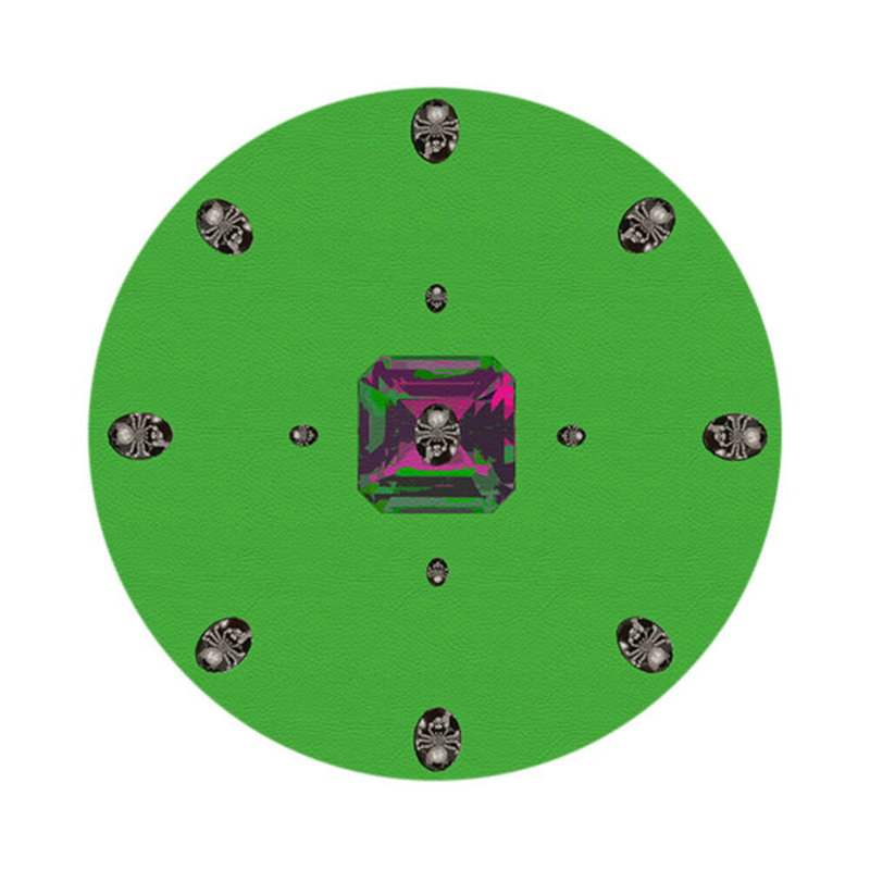  Asscher Vegan Leather Round Pebble Placemat, Acid Green