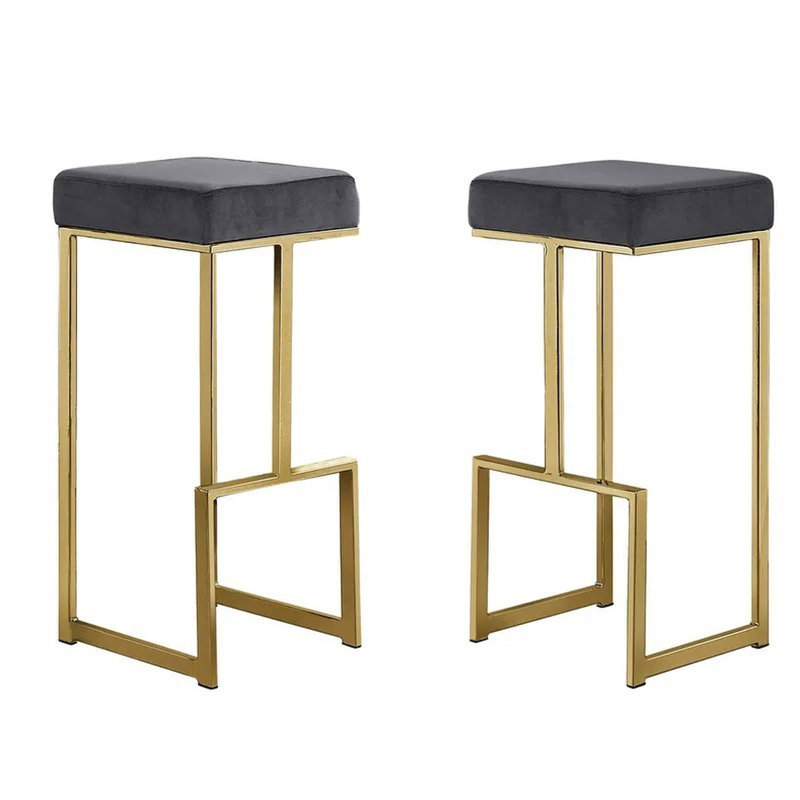 Ensemble de 2 tabourets de bar 31 "avec base et tabouret de comptoir sans dossier pour cuisine, salle à manger 31", Gris