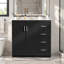 Meuble-lavabo noir de 91 cm avec lavabo en céramique et meuble de rangement autoportant