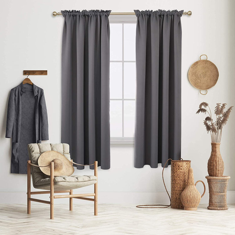 Peniste Room Darkening Curtain Pair, 52" W x 45" L, Dark Gray