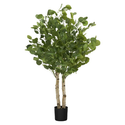 Artificial Eucalyptus Tree, Fake Tree with Natural Wood Trunk