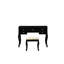 Meuble-lavabo classique avec tabouret, noir, plateau, contreplaqué, fini noir de chambre à coucher, bois d'hévéa, miroir ouvert, chic moderne