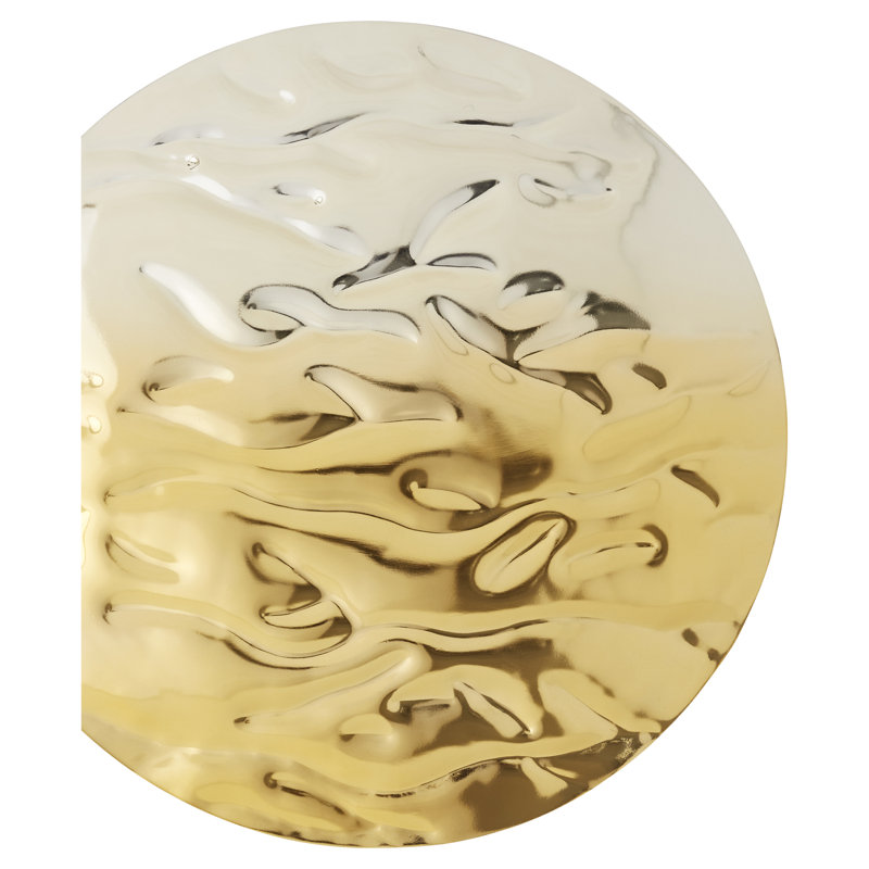 Ripple Abstract Circular Wall Decor in Silver and Gold Metal