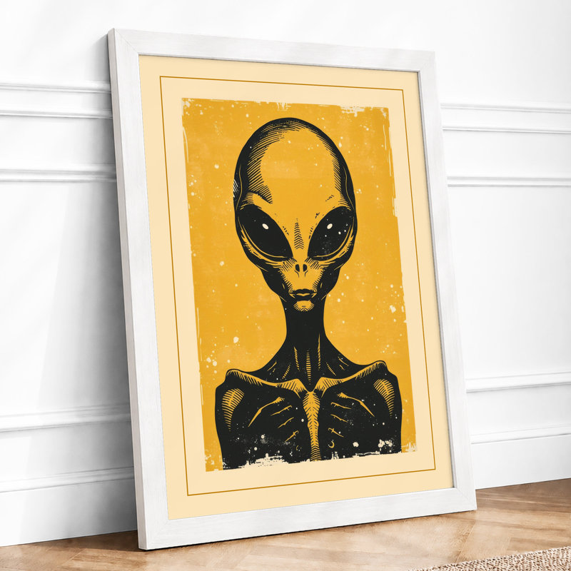 Alien Icon Retro - Framed Print, A1 - 84.1 x 59.4 cm, White