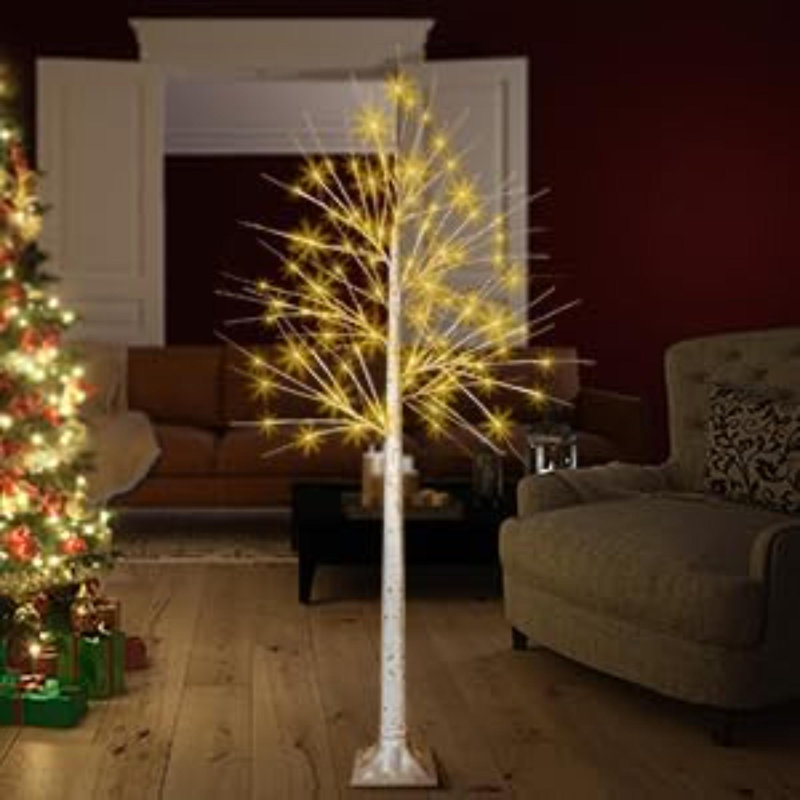 6FT LED Birch Tree With 160 Lights Warm White LED Lighted Birch Tree With 8 Flashing Modes&Timer Dimmable LED Trees For Home Decor Party Wedding Christmas Season Decor.