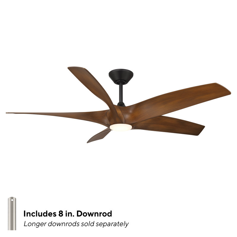 Zephyr 5 5-Blade Smart Ceiling Fan, Matte Black/Distressed Koa