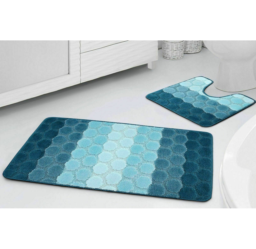 Finnean Non Slip 2 Piece Rectangle Bath Mat