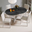 Ensemble de table de salle à manger extensible 5 pièces pour 4 personnes, table de salle à manger ronde pour 4 personnes avec chaises rembourrées, ensemble de table de cuisine de ferme avec rallonge amovible pour la salle à manger et la cuisine-2001758352-2001758355-2001758356