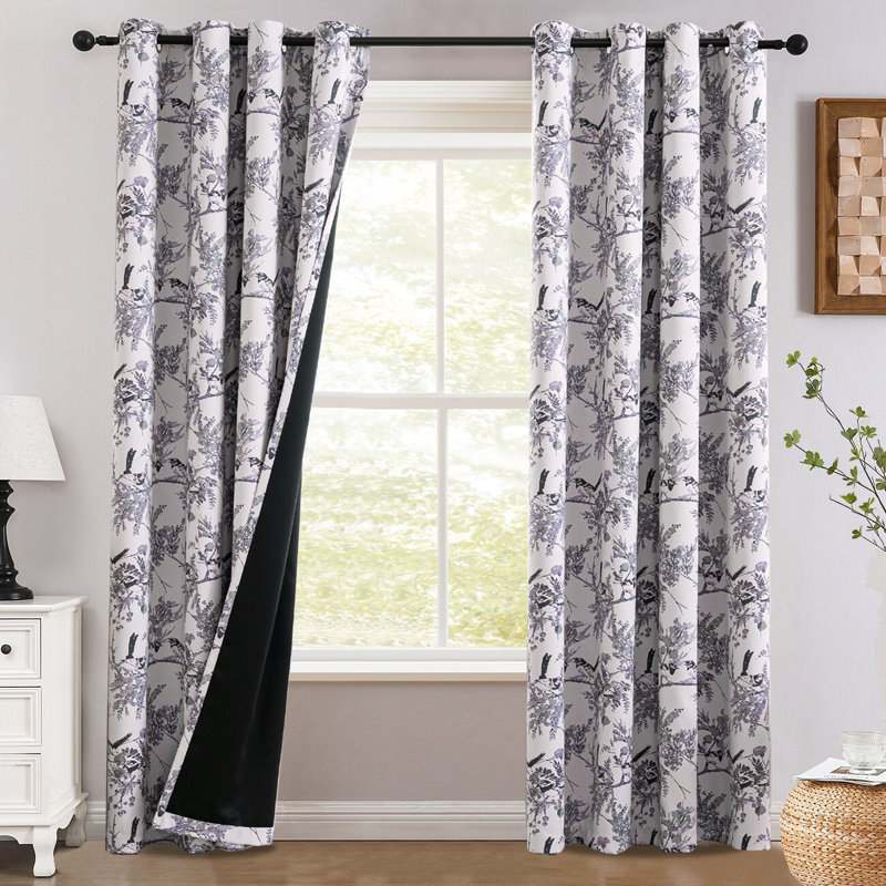 Ensemble de rideaux 100% occultant 2 panneaux avec colibris à imprimé floral pour chambre à coucher avec , Sauge
