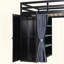 Lit mezzanine en bois avec garde-robe, tablettes, rideaux occultants et lumières RVB pour la vie moderne et l'efficacité de l'espace-603507417