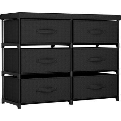 Commode en tissu à 6 tiroirs, meuble de rangement compact avec structure de support en plastique