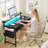Small Computer Desk With 2 Drawers & LED Lights,Home Office Desks With Side Pocket And Monitor Stand-939457989-931550595