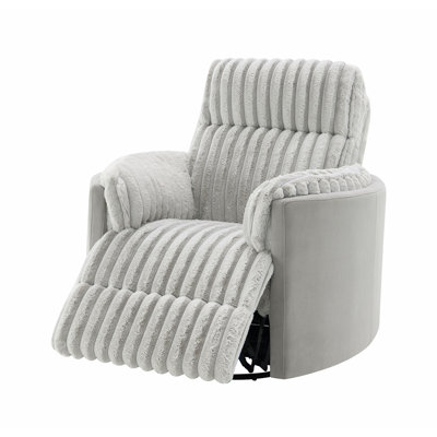Fauteuil inclinable à bascule en velours côtelé gris avec pivot