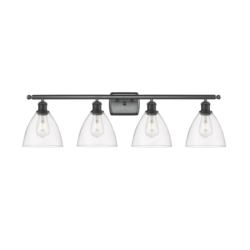 Éclairage pour meuble-lavabo 4 lumières Shauna, DEL, Transparent, Noir mat